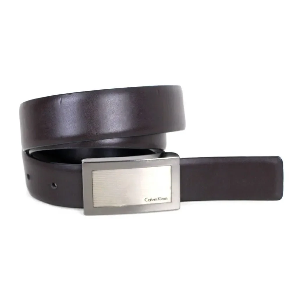 Calvin Klein BLACK BROWN LEATHER 1 3/8